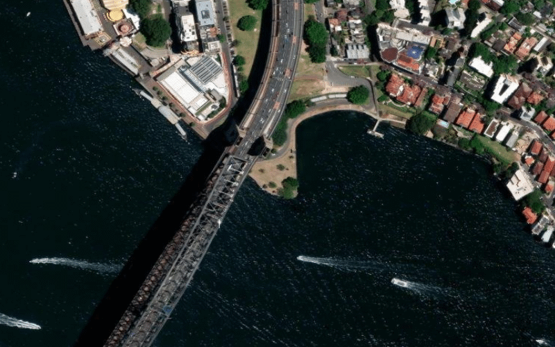 Milsons Point (Harbour Bridge & Jeffrey St Wharf) Satellite Aerial View