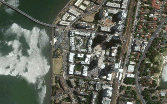 Rhodes Foreshore (Bennelong Bridge) Satellite Aerial View